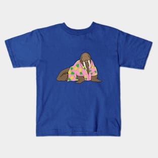 Walrus in Hawaiian shirt - pink Kids T-Shirt